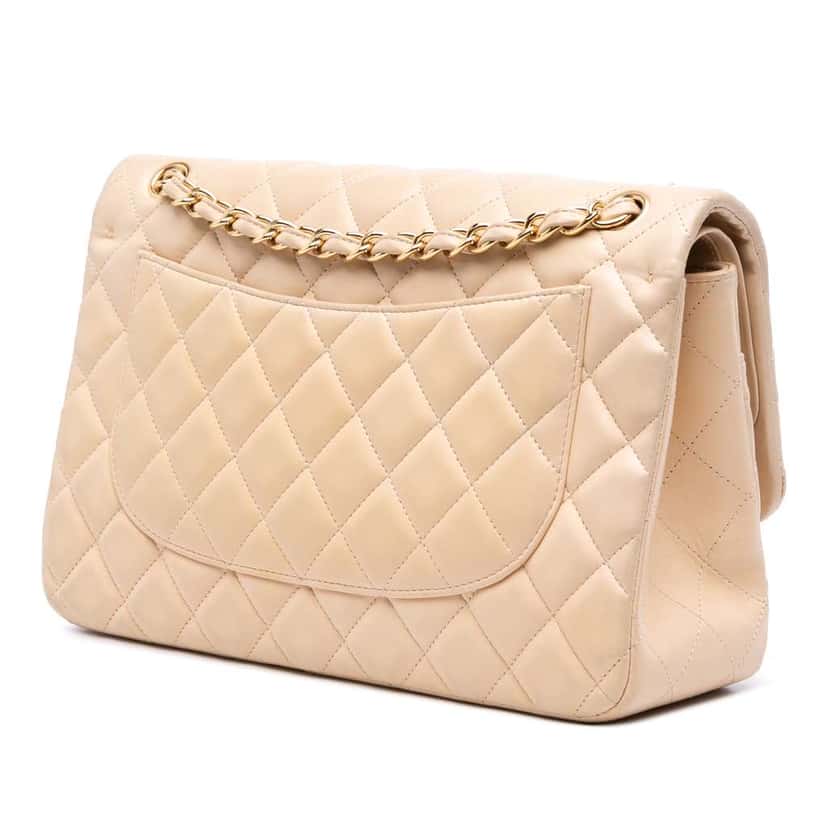 Chanel Jumbo Classic Lambskin Double Flap Brown Leather Good condition - Back View