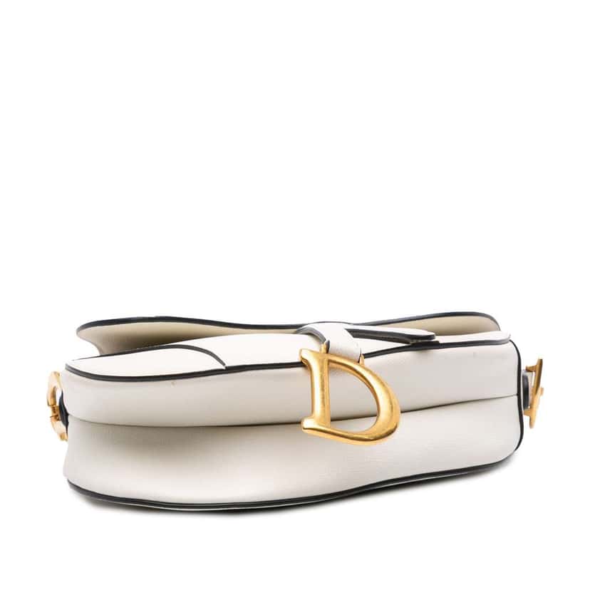 Dior Grained Calfskin Saddle Bag White Leather Good condition - Inside View