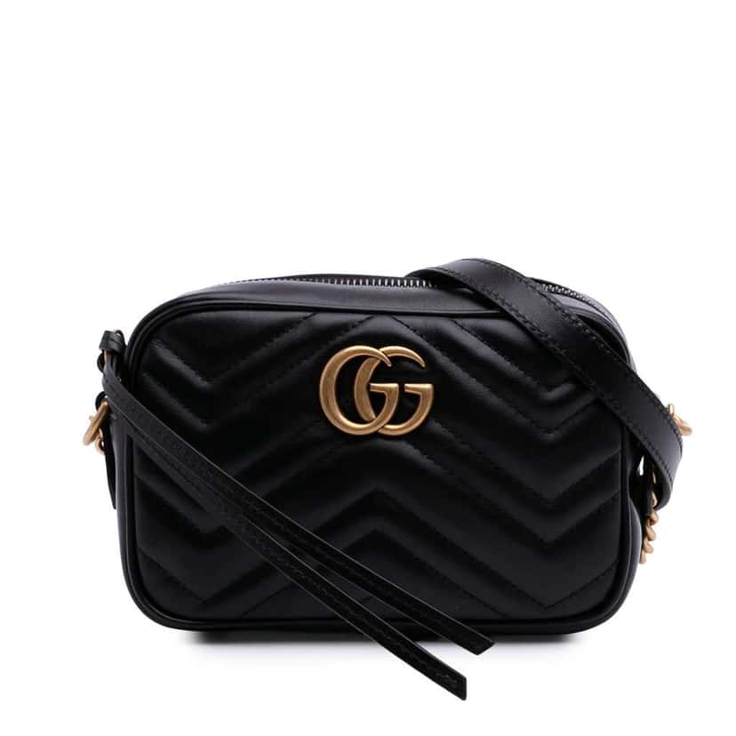 Gucci Mini GG Marmont Matelasse Leather Crossbody Black Leather Very good condition - Front View