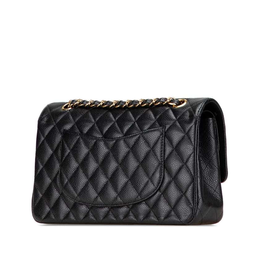 Chanel Medium Classic Caviar Double Flap Black Leather Good condition - Back View