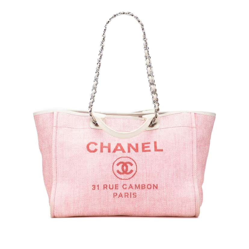 Chanel Medium Canvas Deauville Satchel Pink Canvas Good condition - Front View