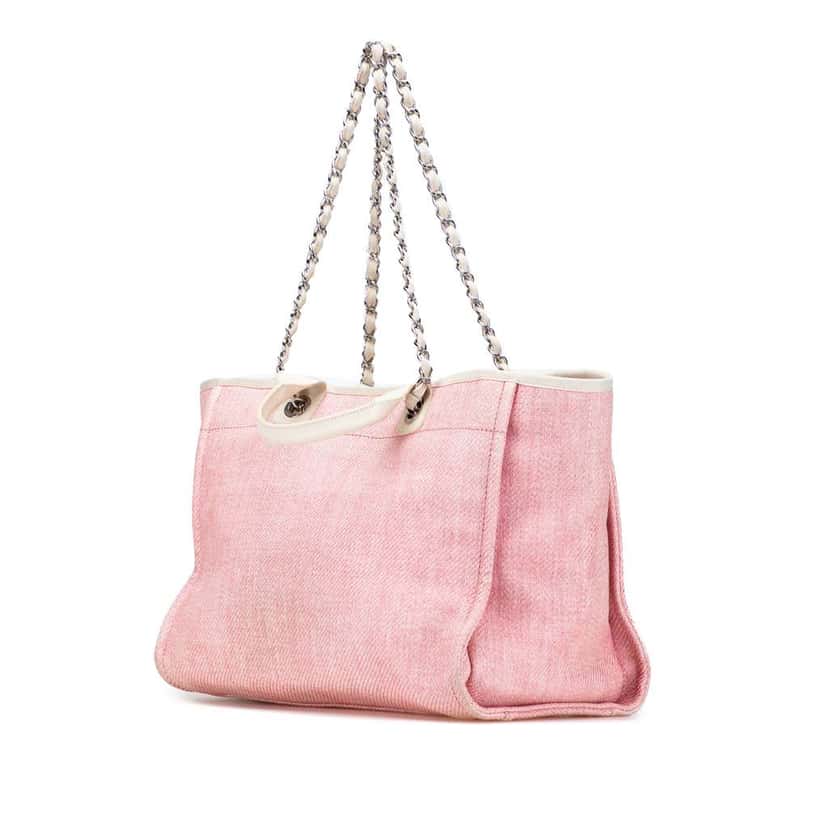 Chanel Medium Canvas Deauville Satchel Pink Canvas Good condition - Back View