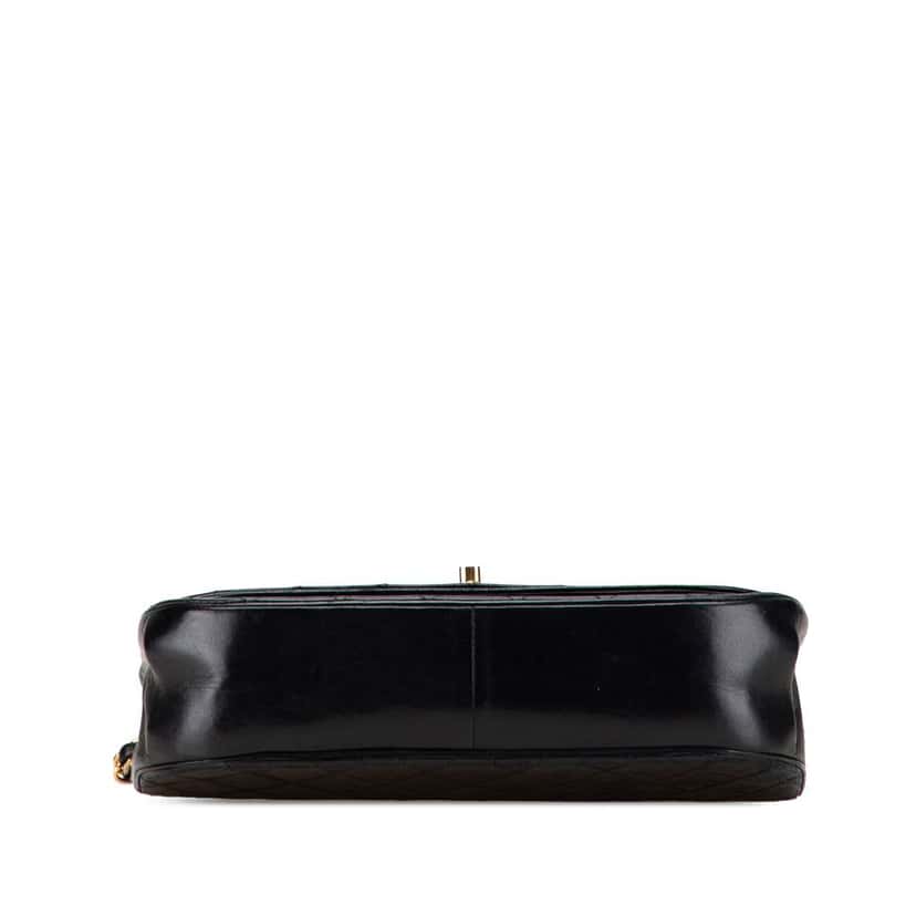 Chanel Quilted Lambskin Half Moon Double Flap Black Leather Good condition - Inside View
