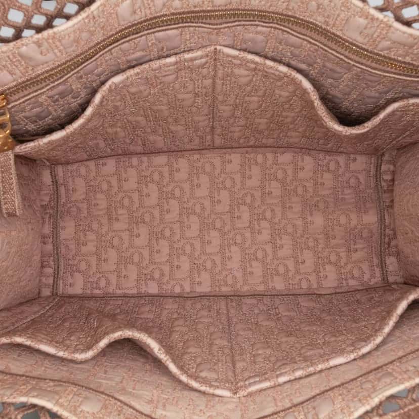 Dior Medium Embroidered Mesh Book Tote Brown Polyester Good condition - Model View