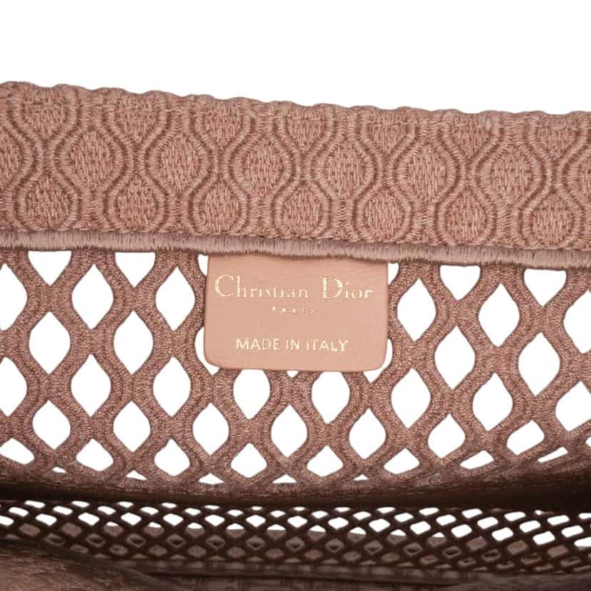 Dior Medium Embroidered Mesh Book Tote Brown Polyester Good condition - Box View