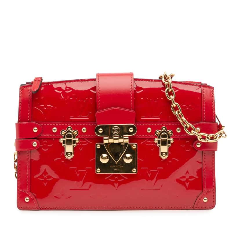 Louis Vuitton Monogram Vernis Trunk Clutch Red Leather Good condition - Front View