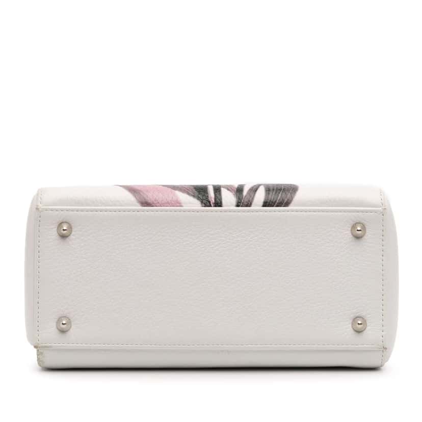 Dior Medium Deerskin Floral Printed Lady Dior White Leather Good condition - Inside View