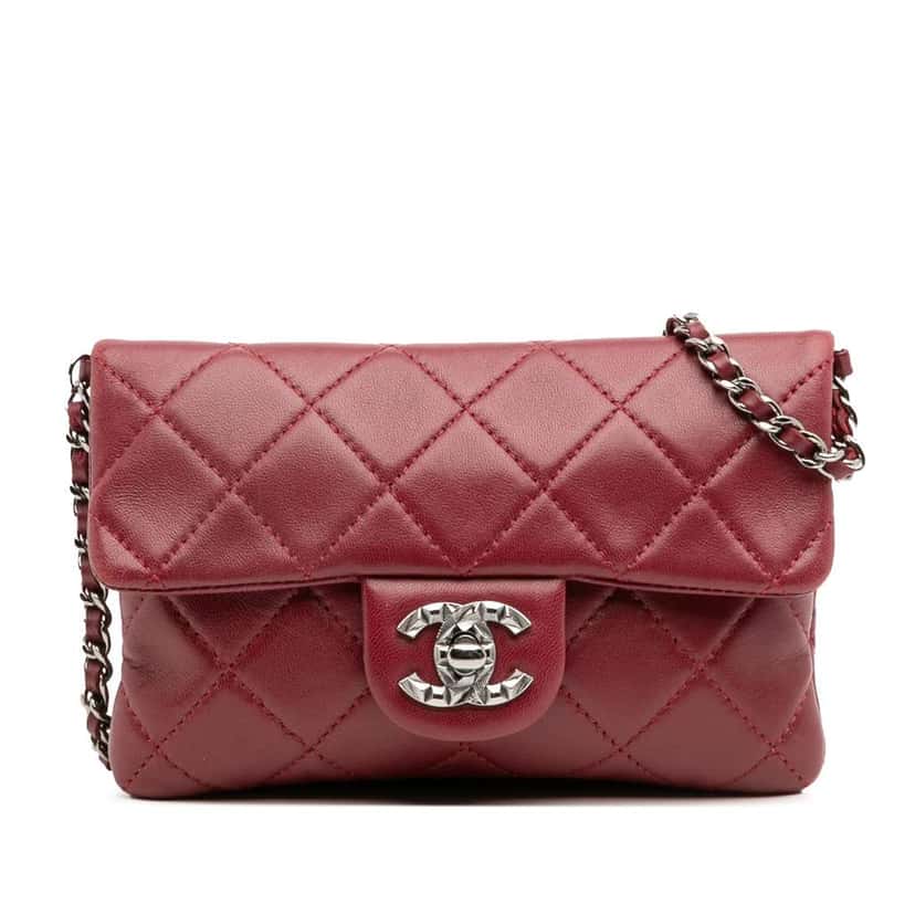 Chanel Mini Lambskin Mineral Nights Flap Red Leather Good condition - Front View