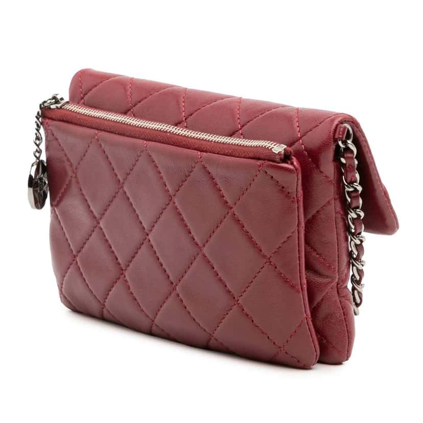 Chanel Mini Lambskin Mineral Nights Flap Red Leather Good condition - Back View