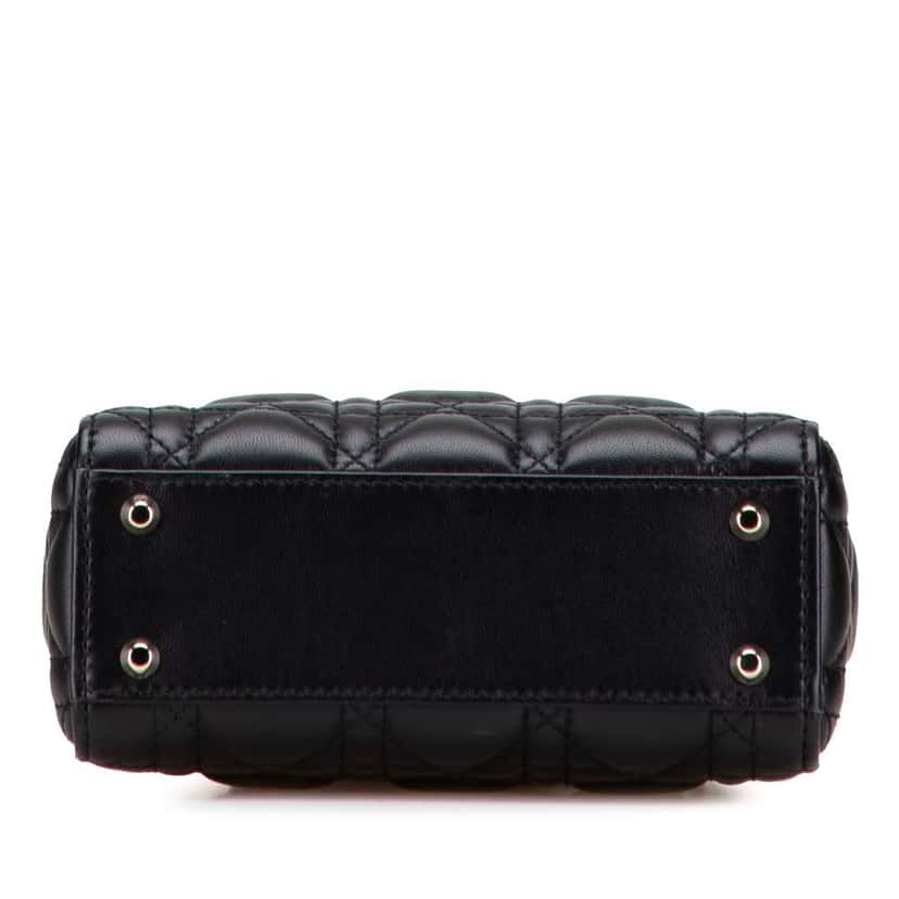Dior Mini Lambskin Cannage Lady Dior Black Leather Good condition - Inside View