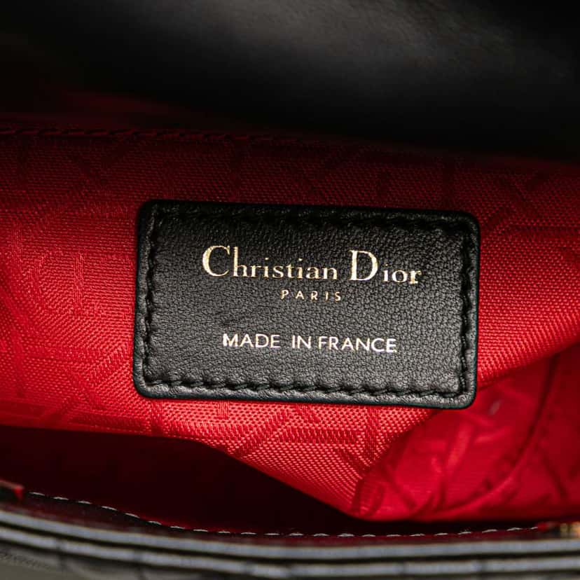 Dior Mini Lambskin Cannage Lady Dior Black Leather Good condition - Box View