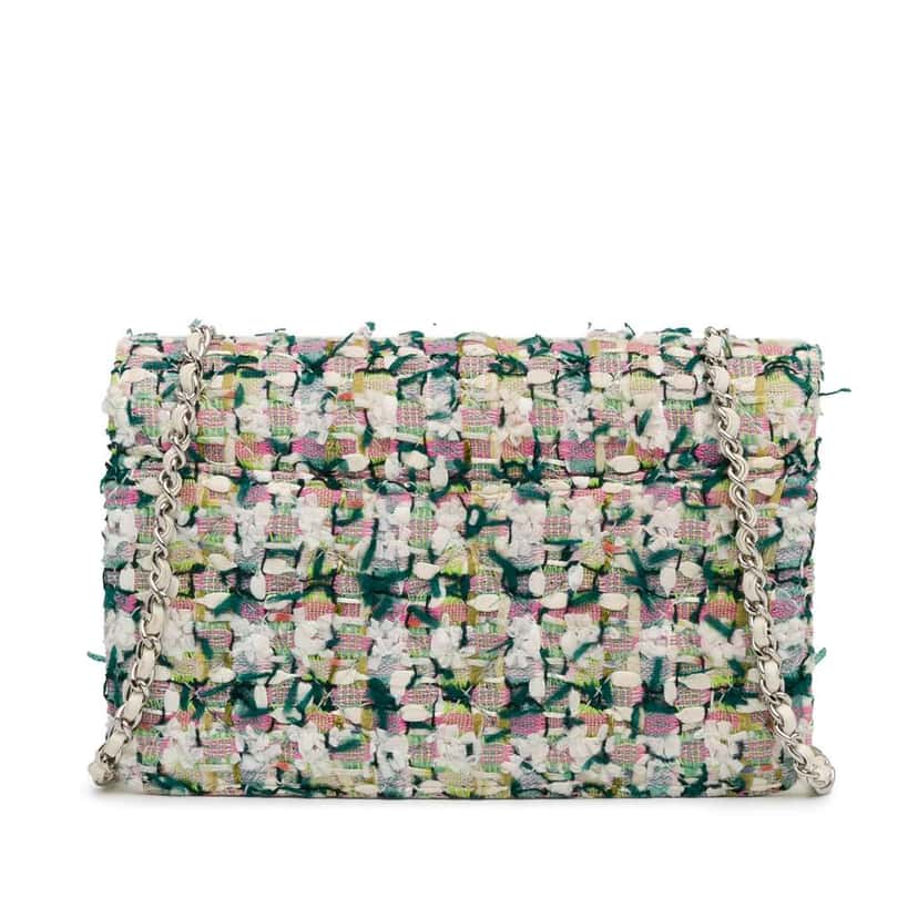 Chanel Tweed Beauty Lock Flap Bag Green Tweed Good condition - Inside View