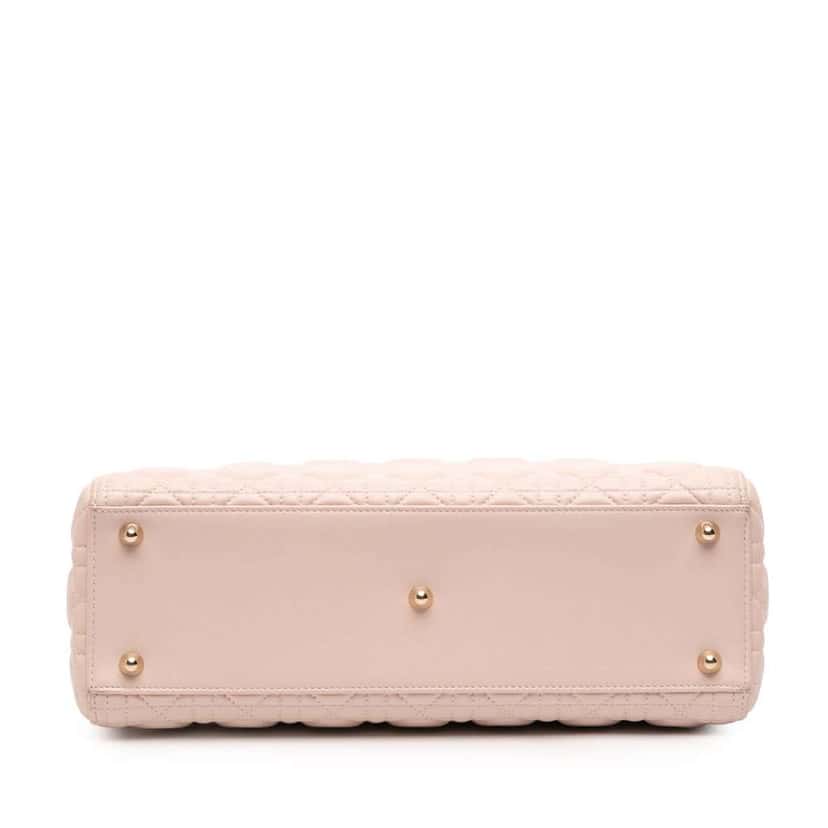 Dior Large Lambskin Cannage Lady Dior Pink Leather Very good condition - Inside View