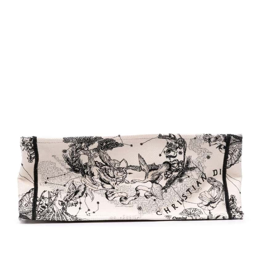 Dior Large Canvas Embroidered Zodiac Toile De Jouy Book Tote White Canvas Good condition - Inside View