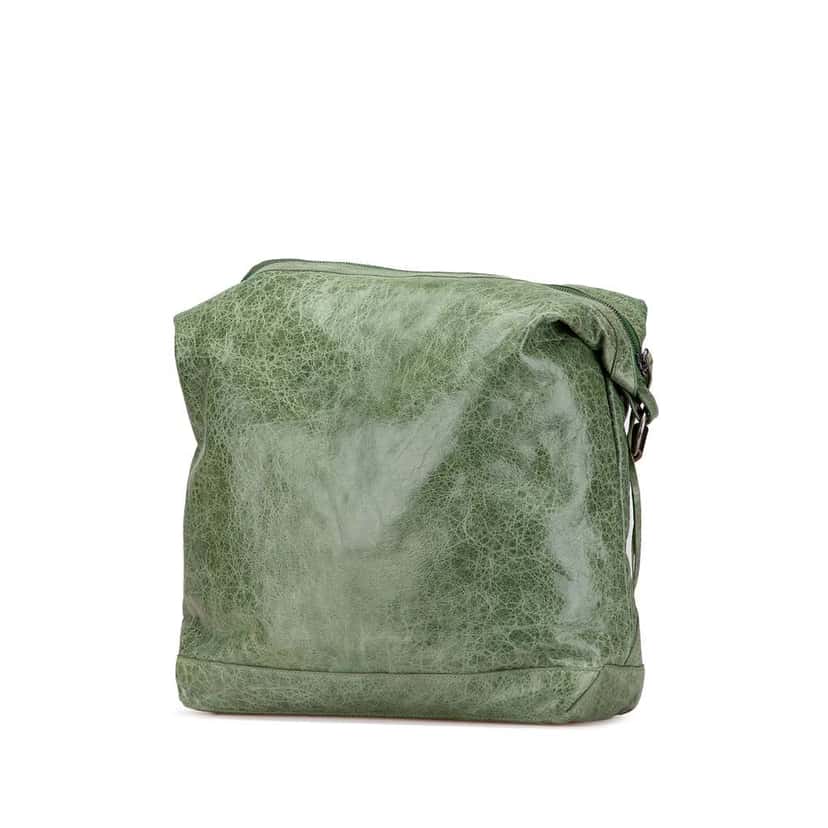 Balenciaga Lambskin Motocross Classic Day Messenger Bag Green Leather Good condition - Back View