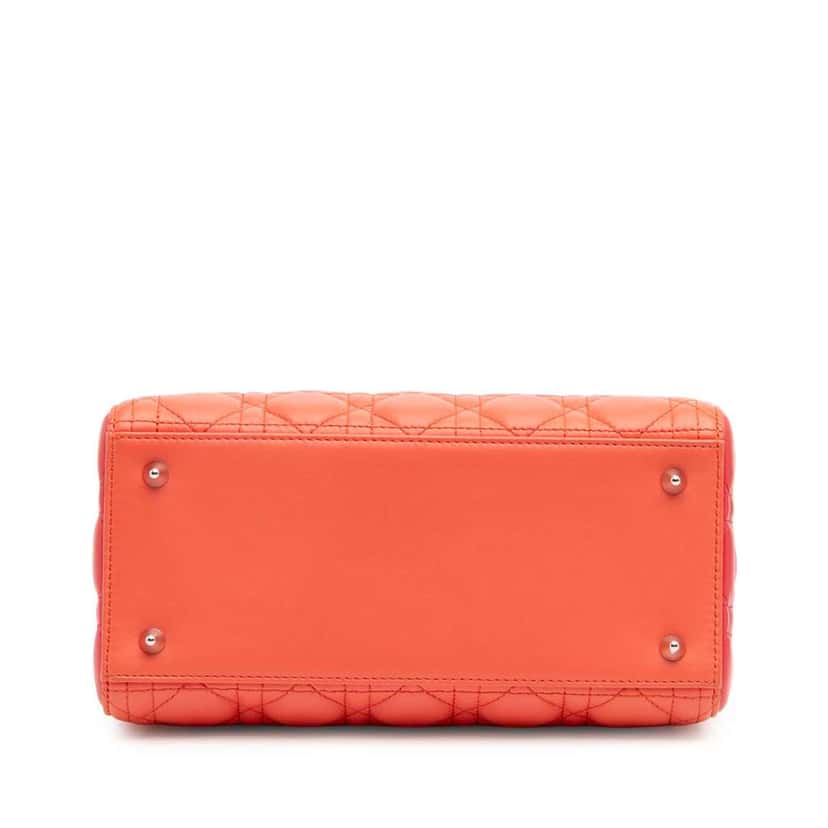 Dior Medium Bicolor Lambskin Cannage Lady Dior Orange Leather Good condition - Inside View