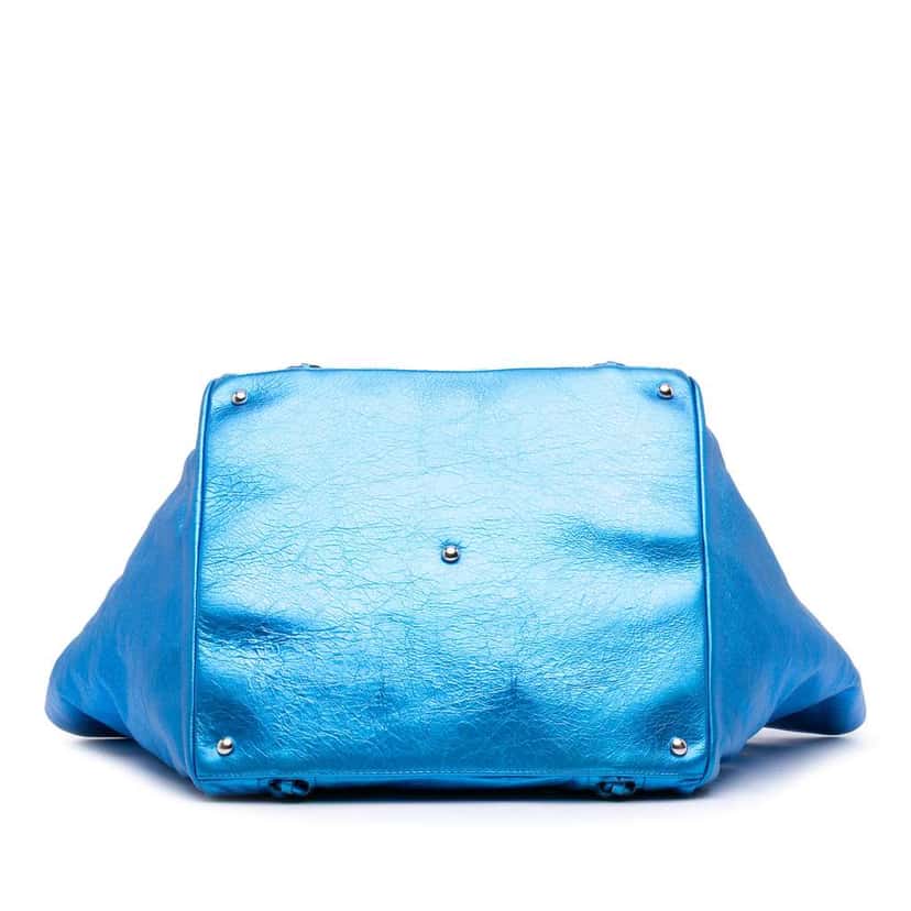 Chanel Medium Cracked Metallic Calfskin Modern Chain Tote Blue Leather Good condition - Inside View