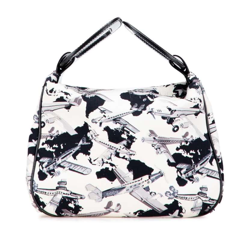 Chanel Printed Canvas Coco Airline Handbag White Canvas Good condition - Front View