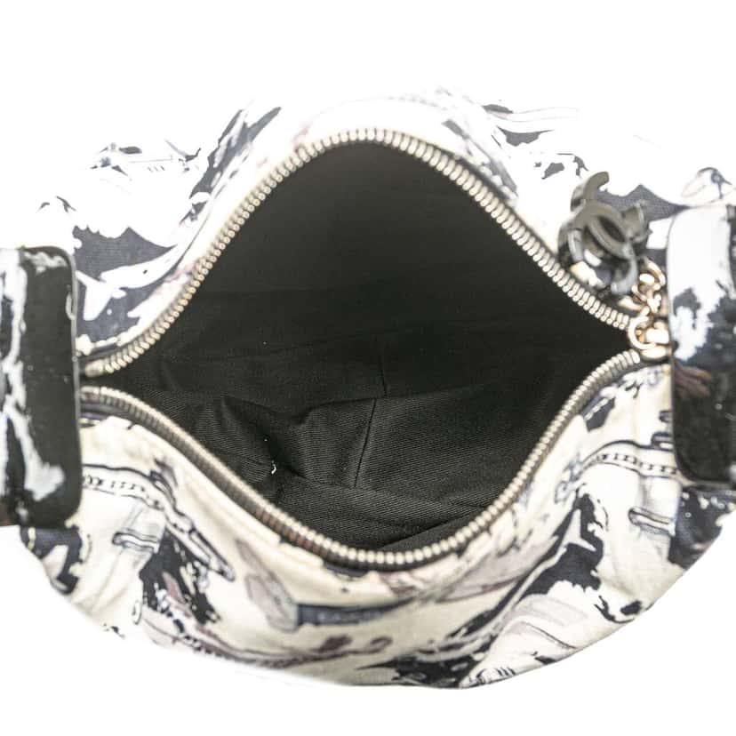 Chanel Printed Canvas Coco Airline Handbag White Canvas Good condition - Model View