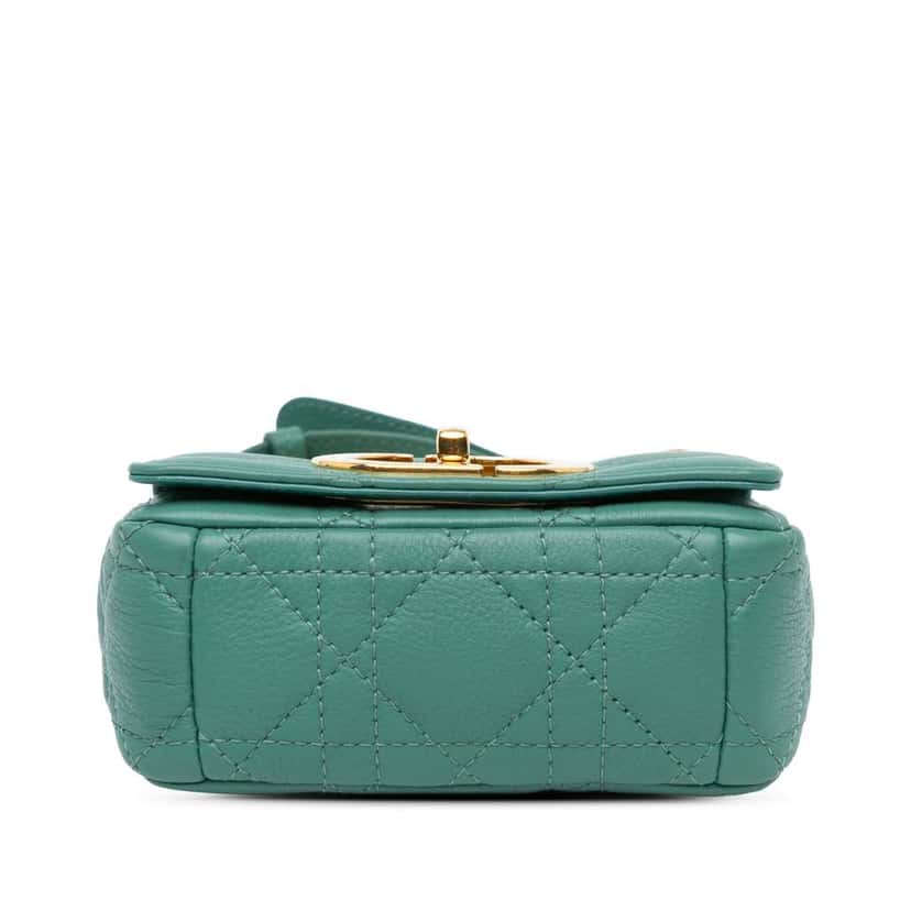 Dior Micro Calfskin Cannage Supple Caro Bag Green Leather Good condition - Inside View