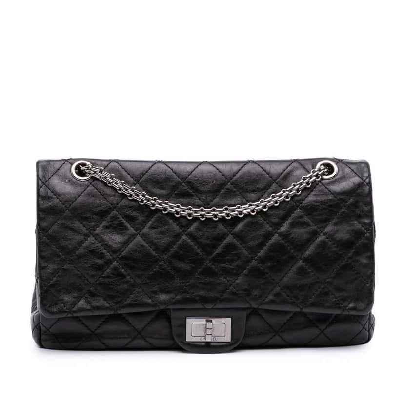 Chanel Reissue 2.55 Aged Calfskin Double Flap 227 Black Leather Good condition - Front View