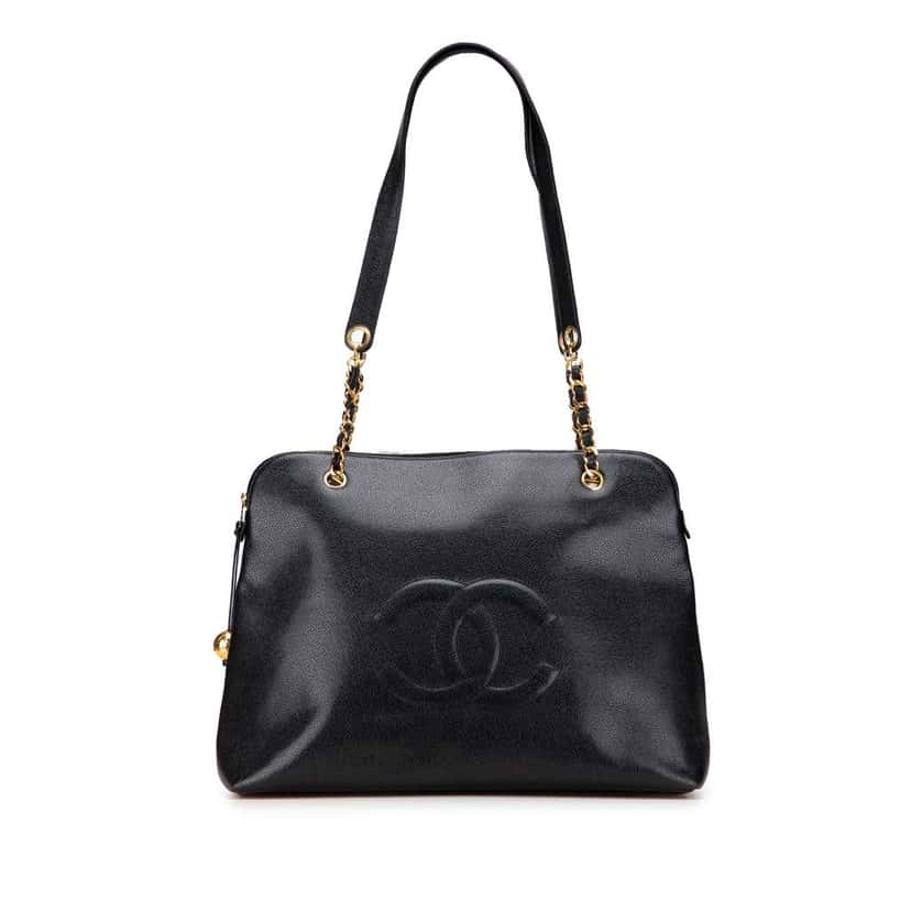 Chanel CC Caviar Chain Tote Black Leather Good condition - Front View