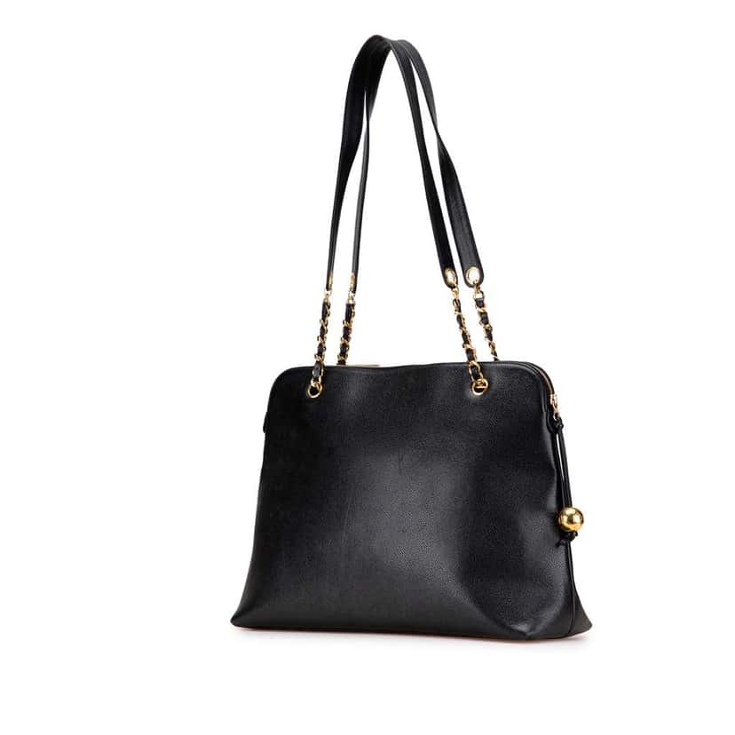 Chanel CC Caviar Chain Tote Black Leather Good condition - Back View