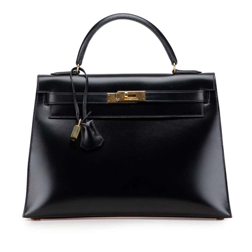Hermès Box Calf Kelly Sellier 32 Black Leather Good condition - Front View