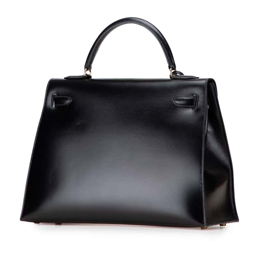 Hermès Box Calf Kelly Sellier 32 Black Leather Good condition - Back View