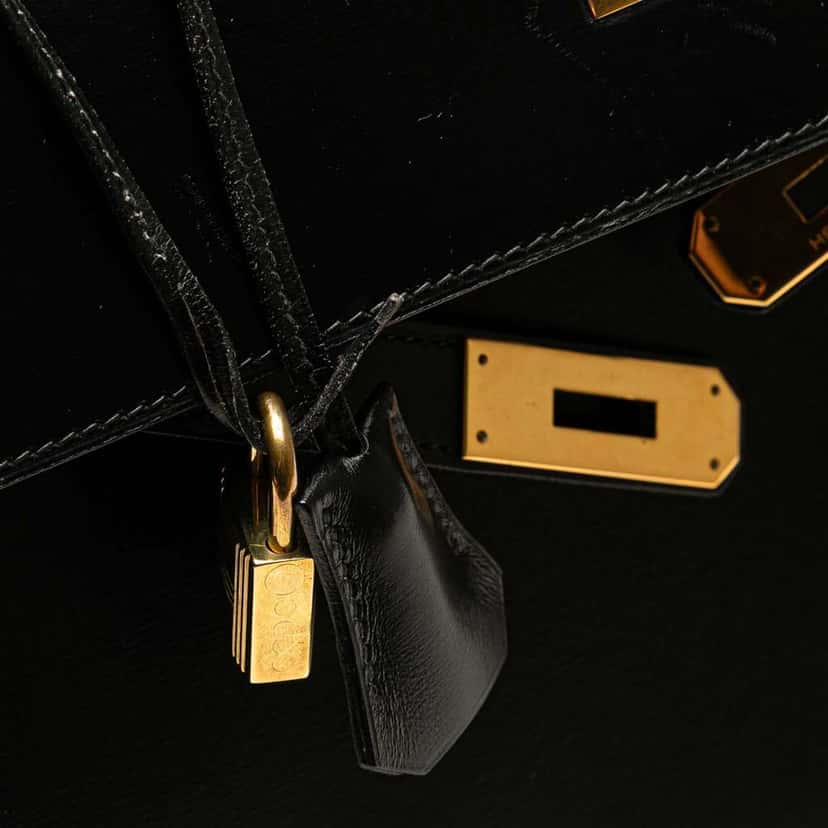 Hermès Box Calf Kelly Sellier 32 Black Leather Good condition - Box View