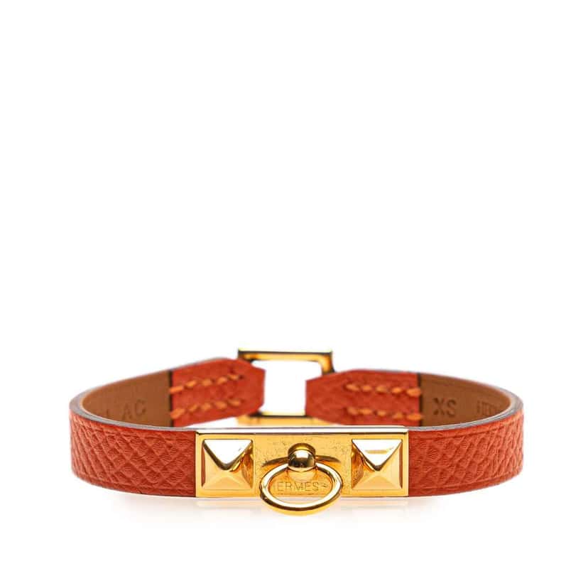 Hermès Epsom Rivale Mini Bracelet Orange Leather Good condition - Front View