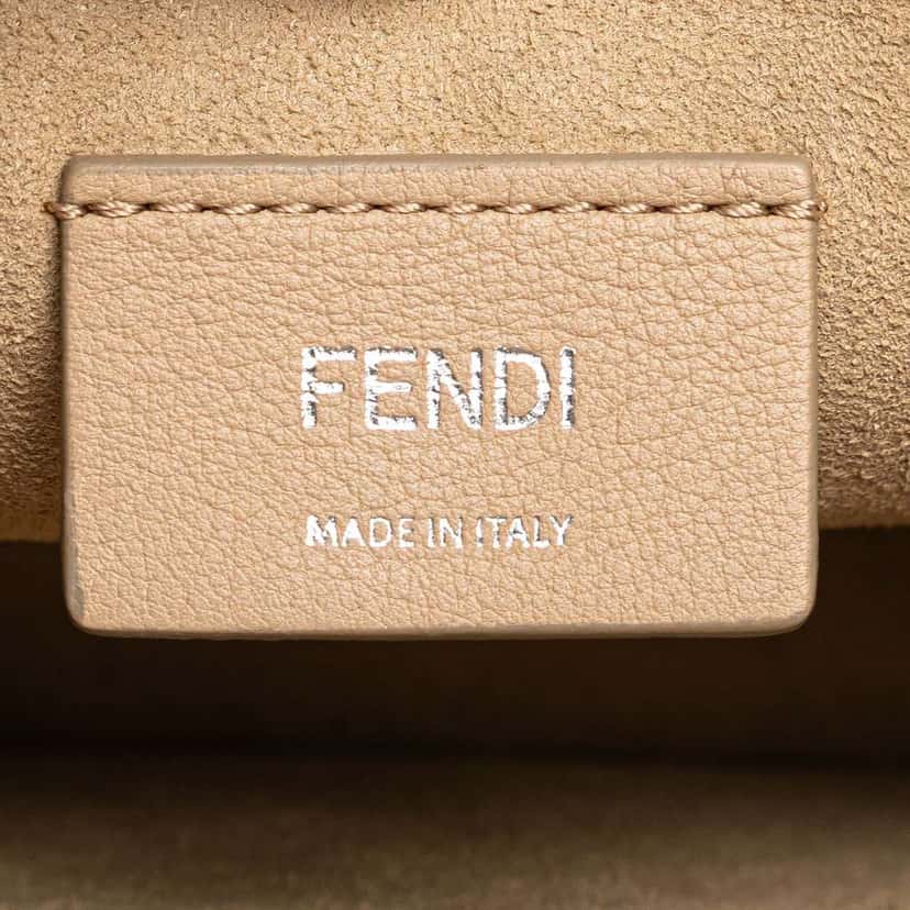 Fendi Medium Scalloped Leather Studded Kan I Satchel Grey Leather Good condition - Box View