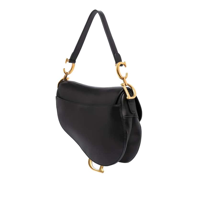 Dior Smooth Calfskin Saddle Bag Black Leather Good condition - Back View
