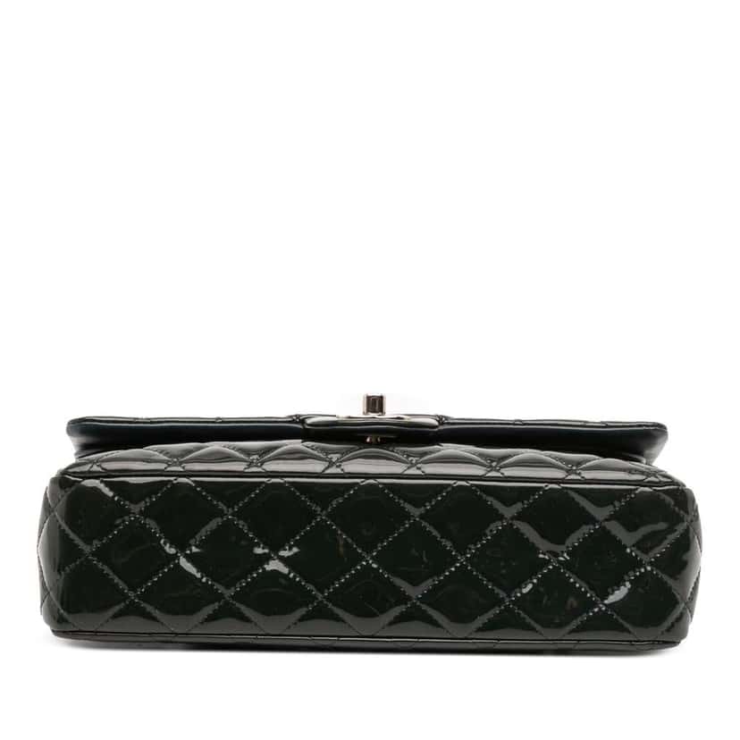 Chanel Medium Classic Patent Double Fla Green Leather Good condition - Inside View