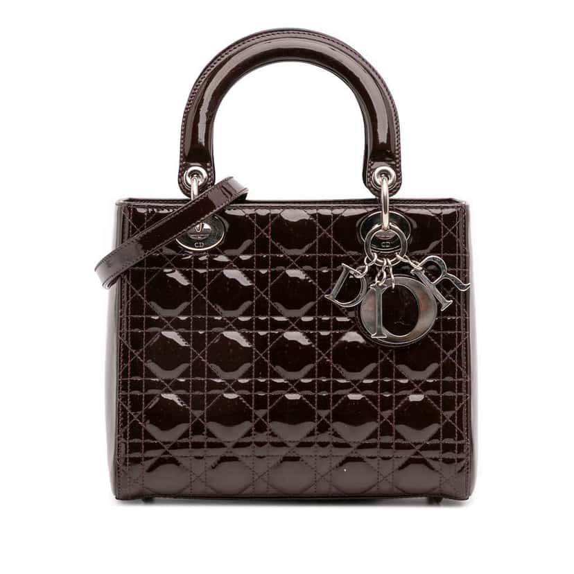 Dior Medium Patent Cannage Lady Dior Red Leather Good condition - Front View