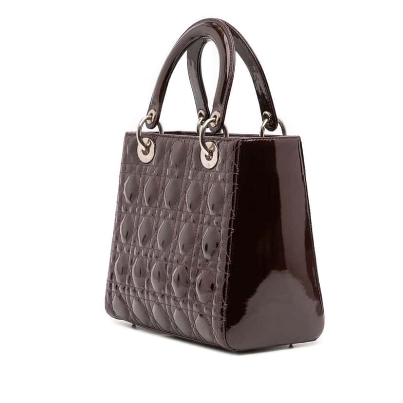 Dior Medium Patent Cannage Lady Dior Red Leather Good condition - Back View