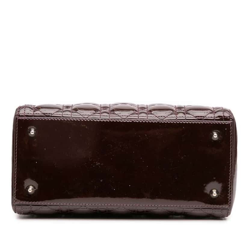 Dior Medium Patent Cannage Lady Dior Red Leather Good condition - Inside View