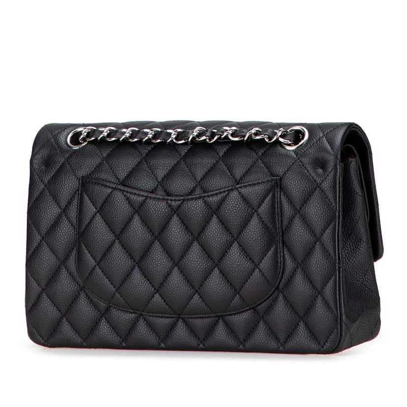 Chanel Medium Classic Caviar Double Flap Black Leather Good condition - Back View