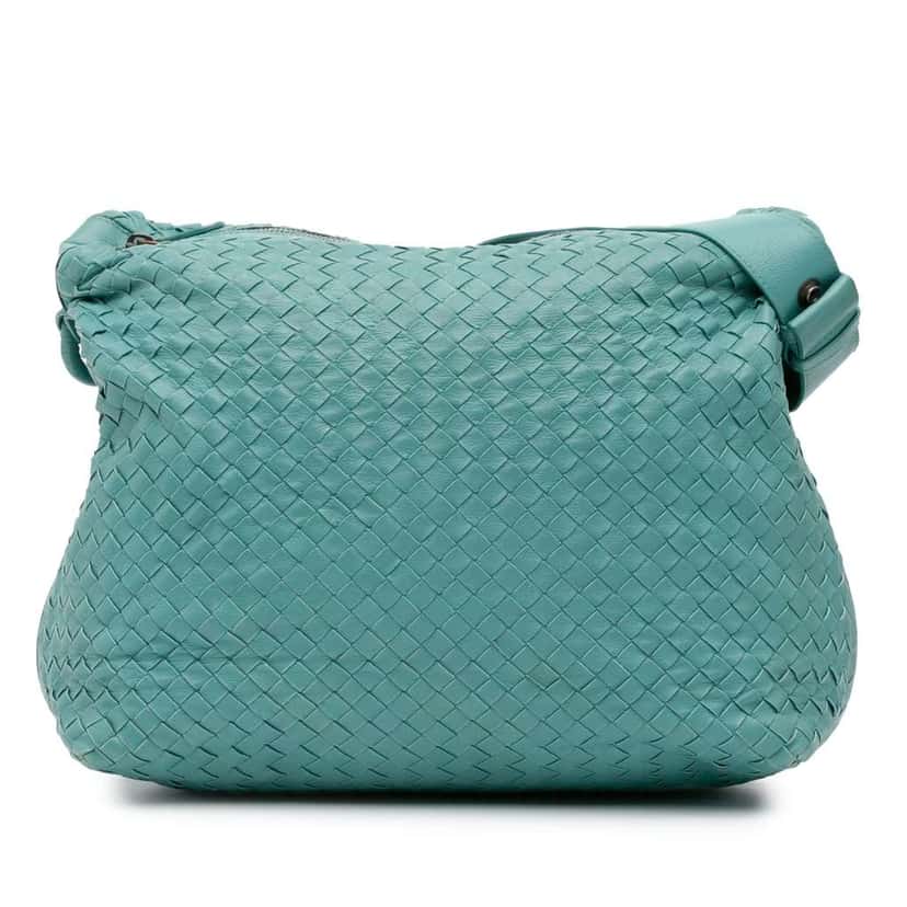 Bottega Veneta Nappa Intrecciato Crossbody Blue Leather Good condition - Front View