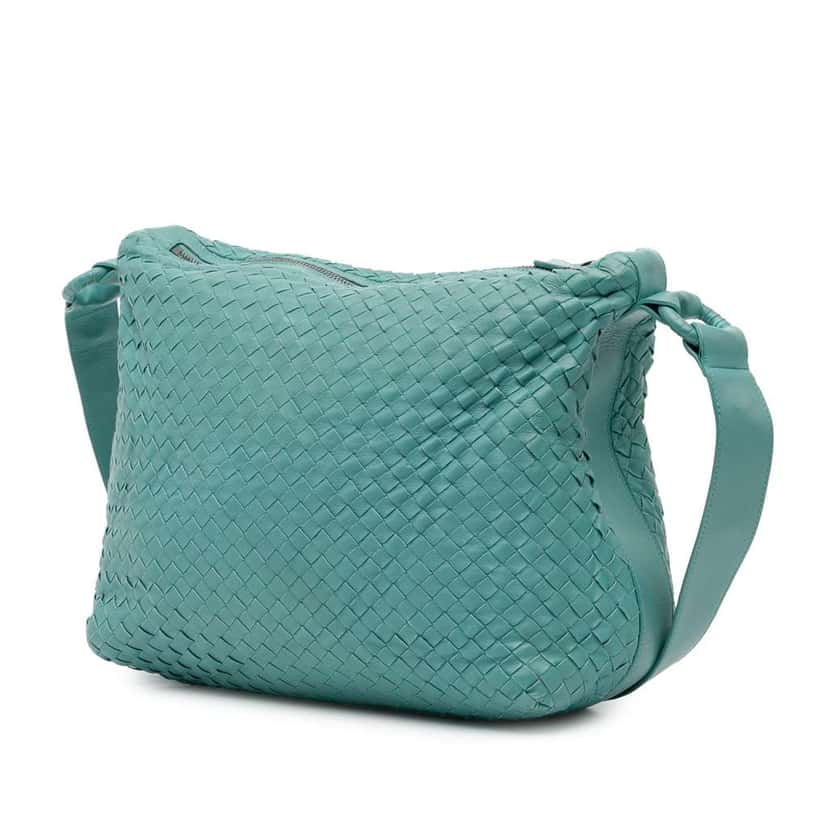 Bottega Veneta Nappa Intrecciato Crossbody Blue Leather Good condition - Back View
