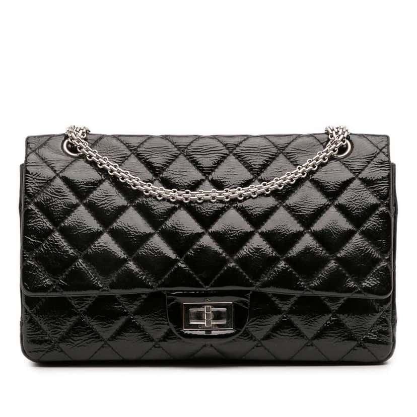 Chanel Reissue 2.55 Patent Double Flap 226 Black Leather Good condition - Front View