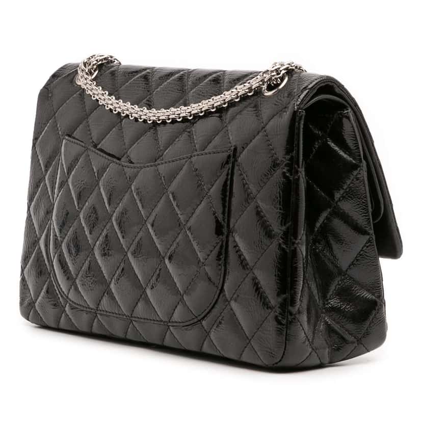 Chanel Reissue 2.55 Patent Double Flap 226 Black Leather Good condition - Back View