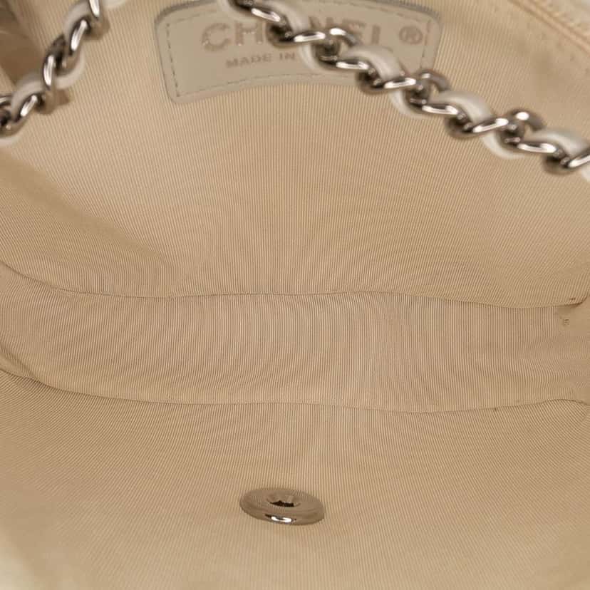 Chanel Mini Quilted Lambskin and Metallic Trim Elementary Chic Flap White Leather Good condition - Model View