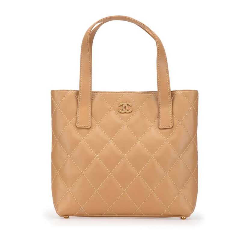 Chanel CC Wild Stitch Calfskin Handbag Brown Leather Good condition - Front View