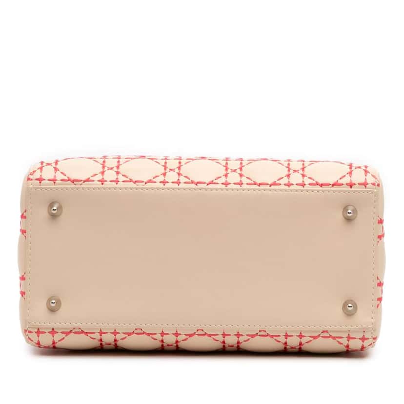 Dior Medium Lambskin Cannage Stitched Lady Dior Brown Leather Good condition - Inside View