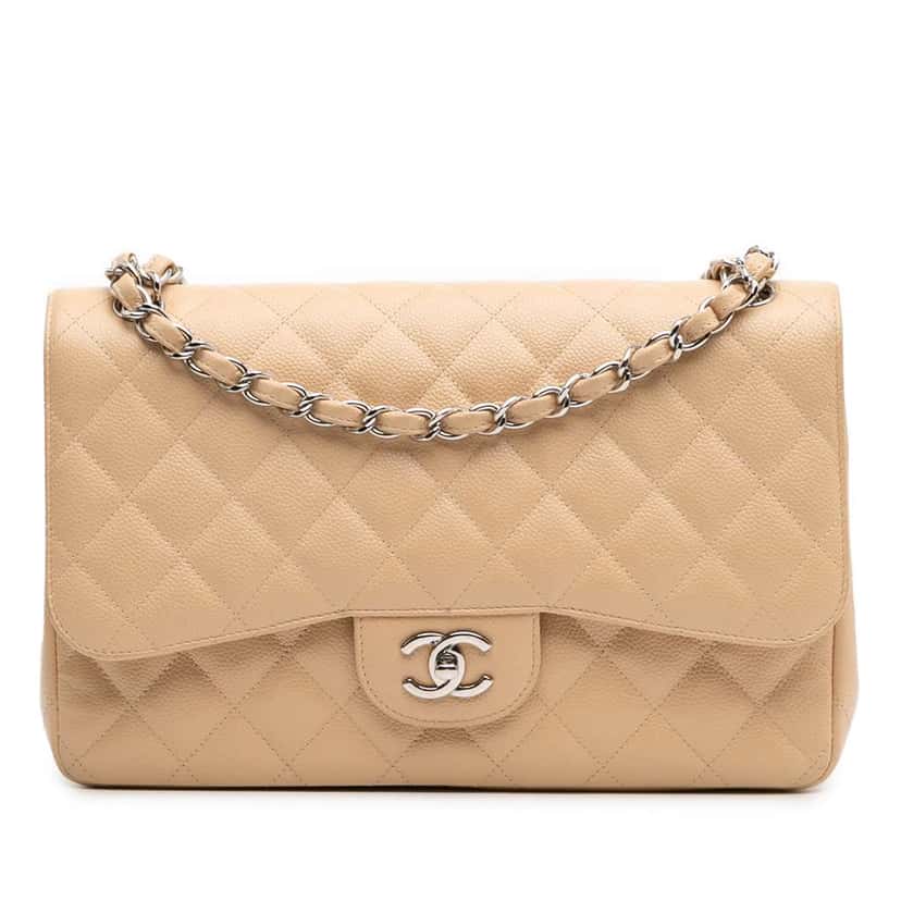 Chanel Jumbo Classic Caviar Double Flap Brown Leather Good condition - Front View