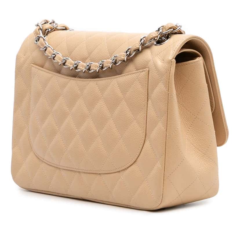 Chanel Jumbo Classic Caviar Double Flap Brown Leather Good condition - Back View