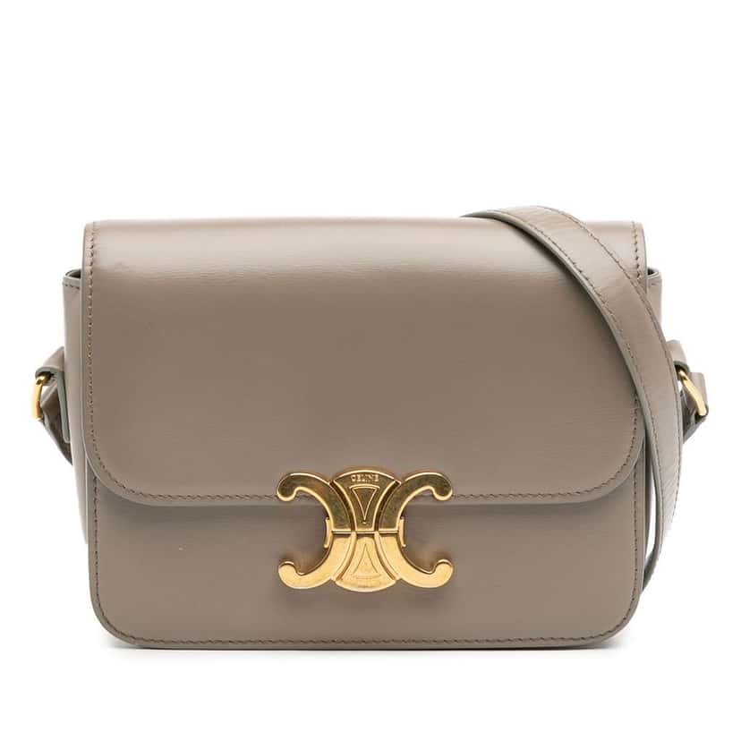 Celine Teen Shiny Calfskin Triomphe Crossbody Brown Leather Good condition - Front View
