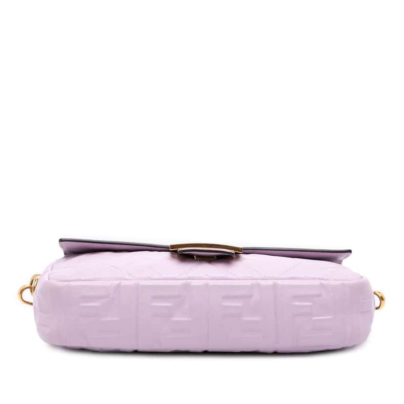Fendi Zucca Embossed Leather Baguette Satchel Purple Leather Good condition - Inside View