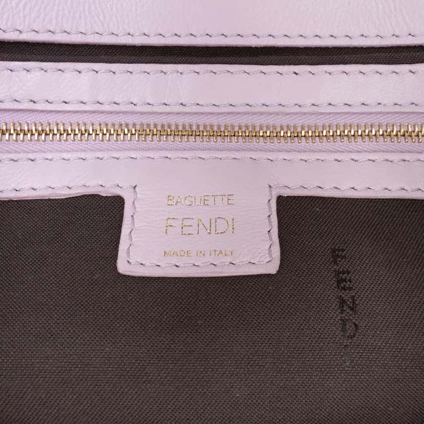 Fendi Zucca Embossed Leather Baguette Satchel Purple Leather Good condition - Box View